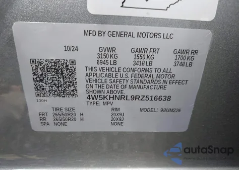 2024 Acura Zdx A-Spec из США, поврежденный, VIN 4W5KHNRL9RZ516638